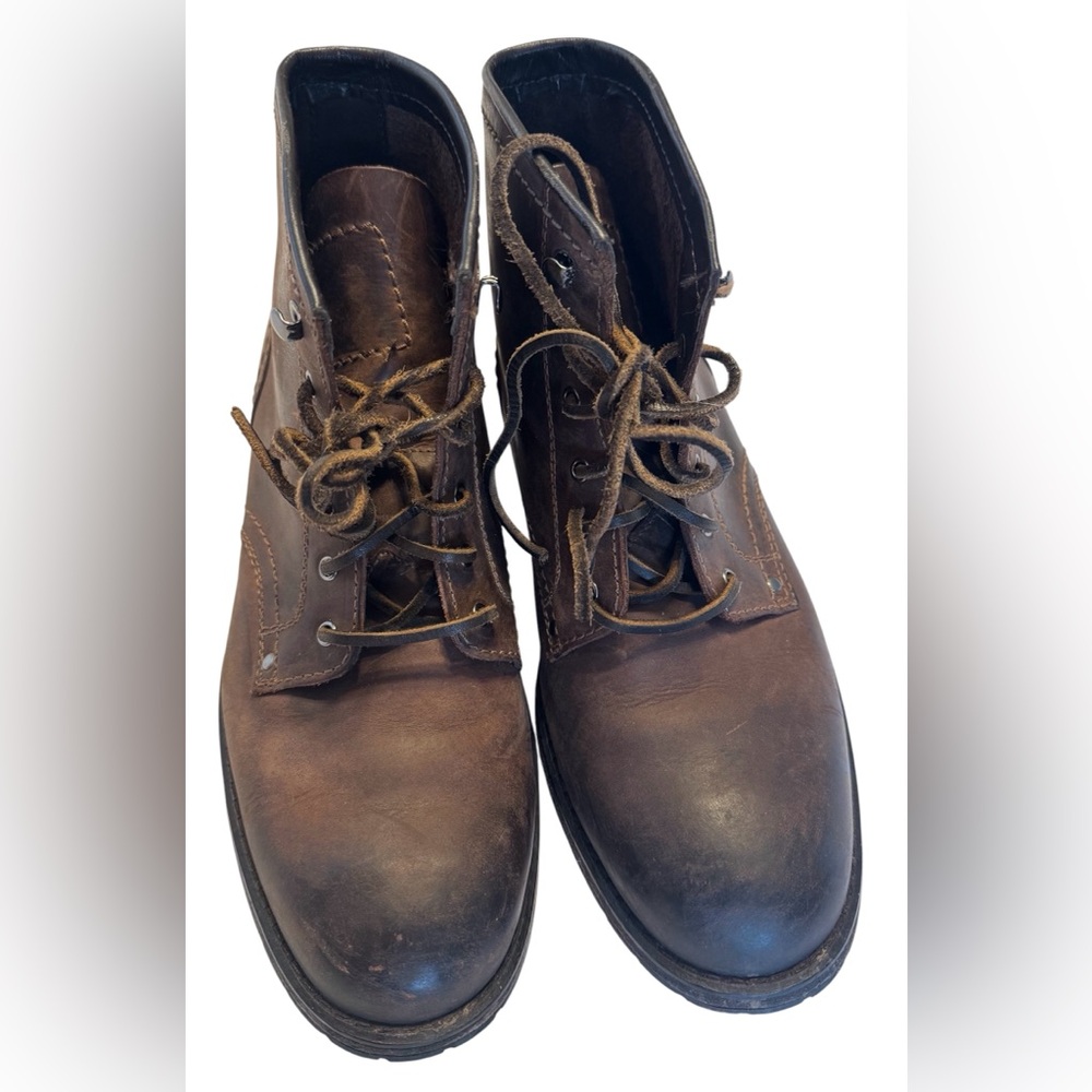 Cole Haan Grand OS Leather Boots Men 9 Brown Lace Up Distressed Workwear Rugged - Picture 9 of 16
